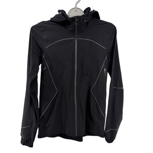 Lululemon Runaway Black Running Jacket Reflective Full Zip Windbreaker Sz 4